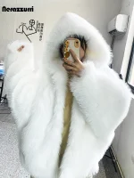 Nerazzurri Oversized Faux Fur Hooded Coat – Black & White
