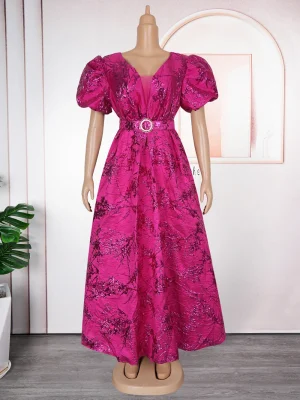2025 Luxury Puff Sleeve Maxi Dress – Dubai & African Party Wear
