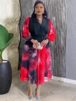 2025 Elegant African Maxi Chiffon Kaftan – Long Sleeve Autumn Dress