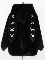 Women’s Cute Bunny Ears Faux Fur Coat – Nerazzurri