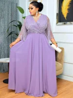 Luxury Sequin Chiffon Kaftan Dress – African Dubai Abaya Gown