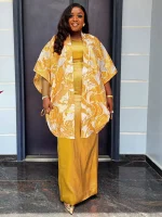 Elegant 2PCS African Dashiki Print Dress & Vest Set