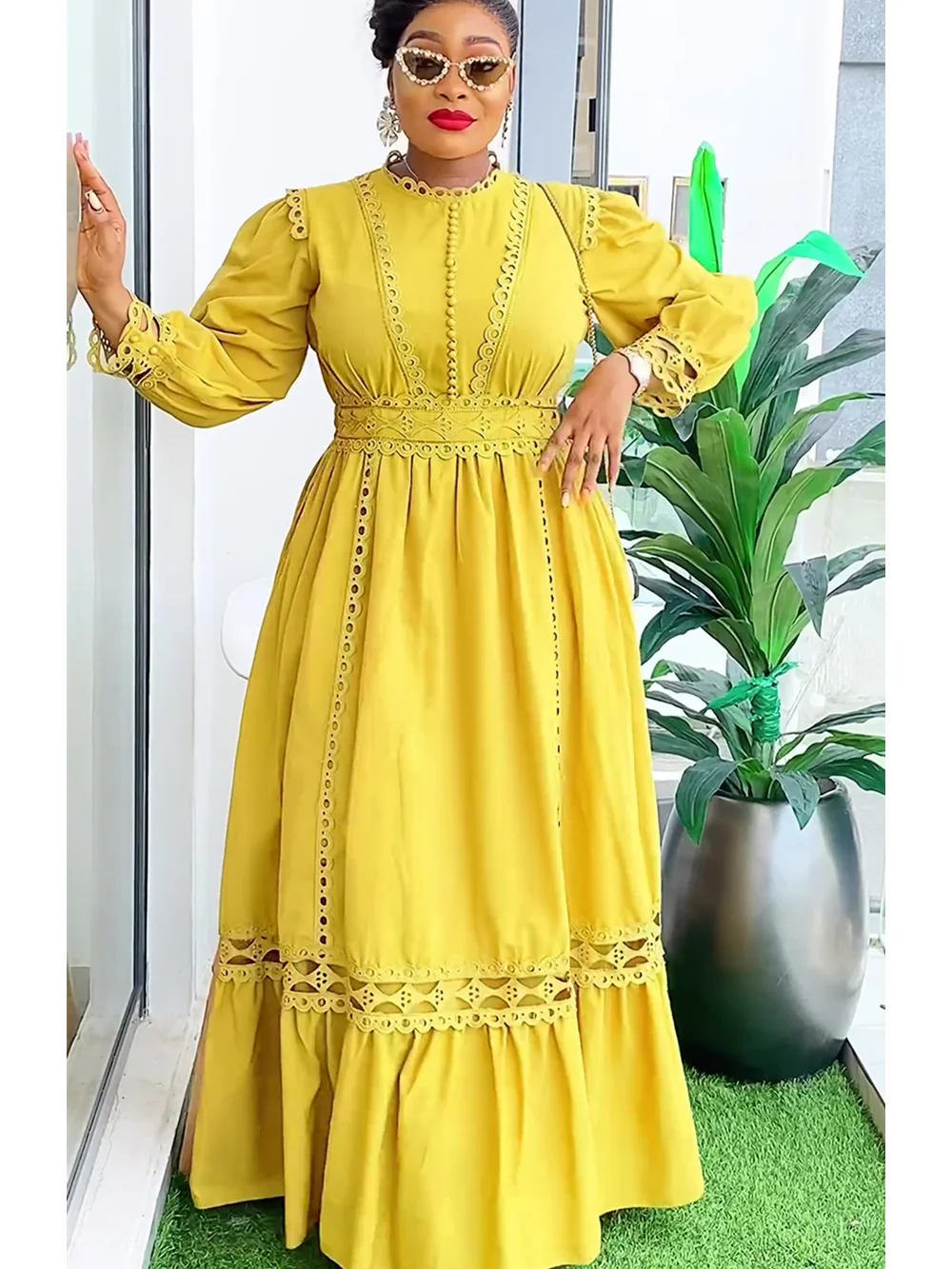 2025 Plus Size Dashiki Ankara Lace Maxi Dress – Elegant Wedding Gown