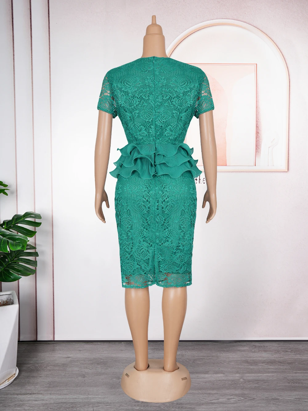 2025 African Lace Midi Dress – Elegant Wedding & Party Gown for Women - Image 5
