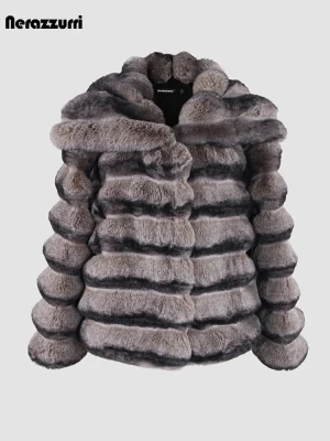 Women’s Colorful Faux Chinchilla Fur Coat – Nerazzurri