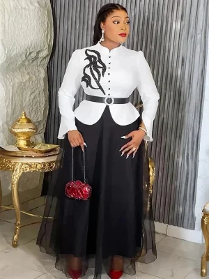 2025 Elegant African Dashiki Maxi Dress – Office & Party Gown