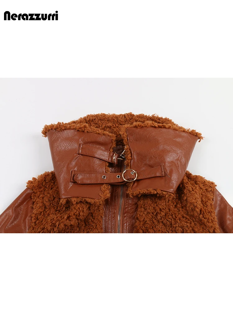 Chic Patchwork PU Leather & Faux Fur Coat – Zip‑Up Luxury Jacket for Women - Image 5
