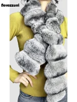 Nerazzurri Colorful Faux Chinchilla Fur Scarf – Women’s Fluffy Winter Shawl