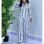 African Fashion Stripe Two-Piece Set for Women
