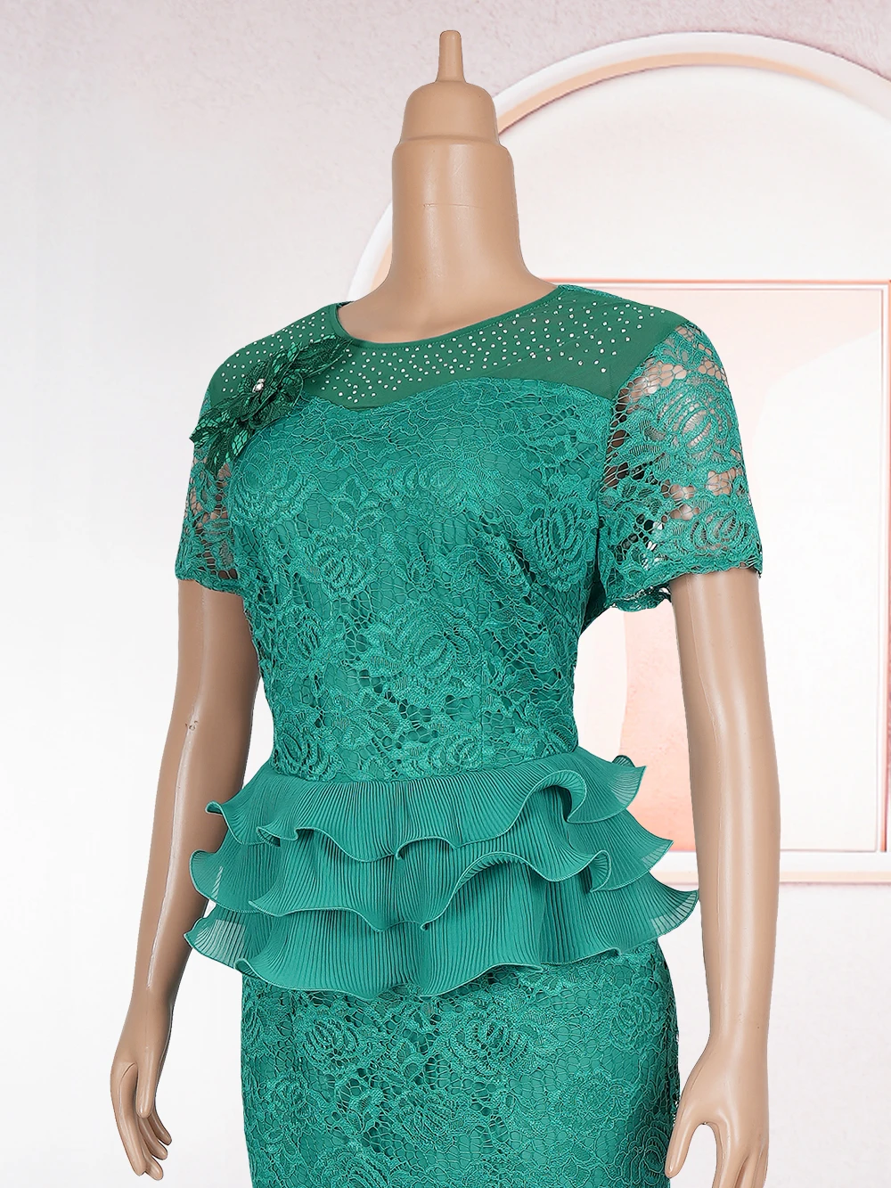 2025 African Lace Midi Dress – Elegant Wedding & Party Gown for Women - Image 6
