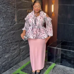 Elegant African Summer Dress 2025 – Plus Size Printed Robe for Office & Party