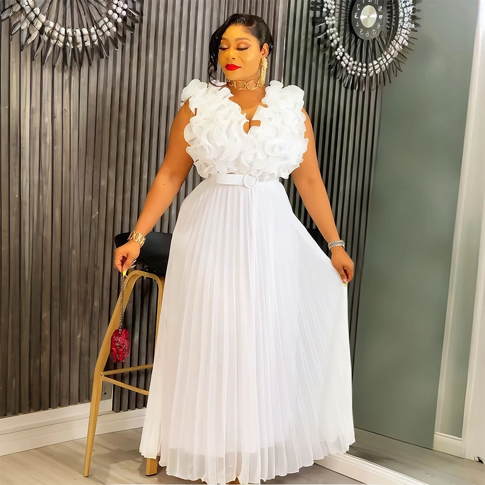 Elegant Plus Size Sleeveless Chiffon Maxi Dress – 2025 African Evening Gown - Image 4