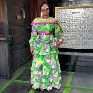 Elegant Plus Size African Dress – 2025 Dashiki Ankara Print Maxi Gown