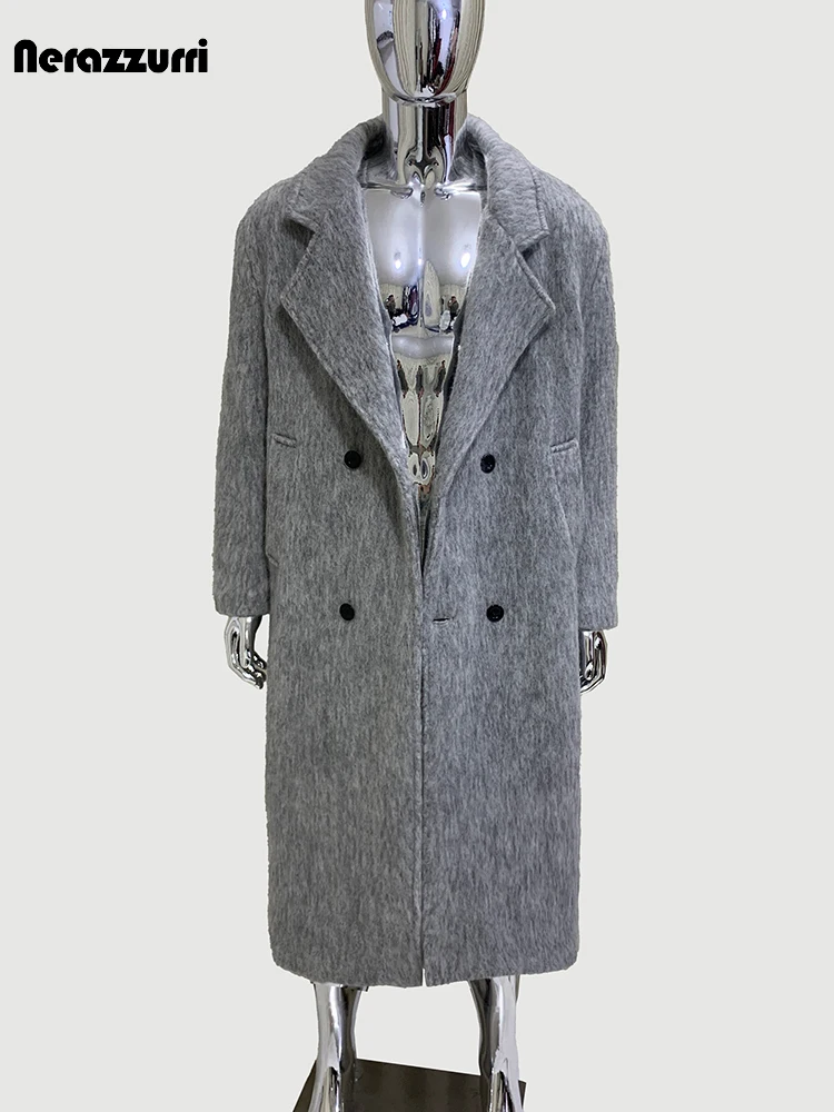 Nerazzurri Thickened Double‑Breasted Gray Woolen Overcoat (Men) - Image 4