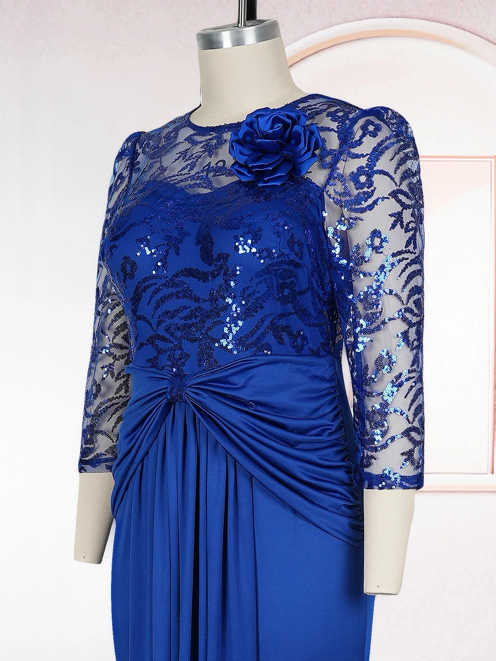 Elegant Sequin Pleated Mermaid Gown – Luxury Party & Wedding Dress for Women - Image 5