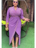 2025 Elegant Plus Size African Robe – Autumn Fashion Office & Party Dress