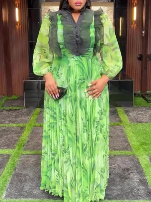 2025 Elegant Plus Size Dashiki Ankara Maxi Dress – African Wedding Gown