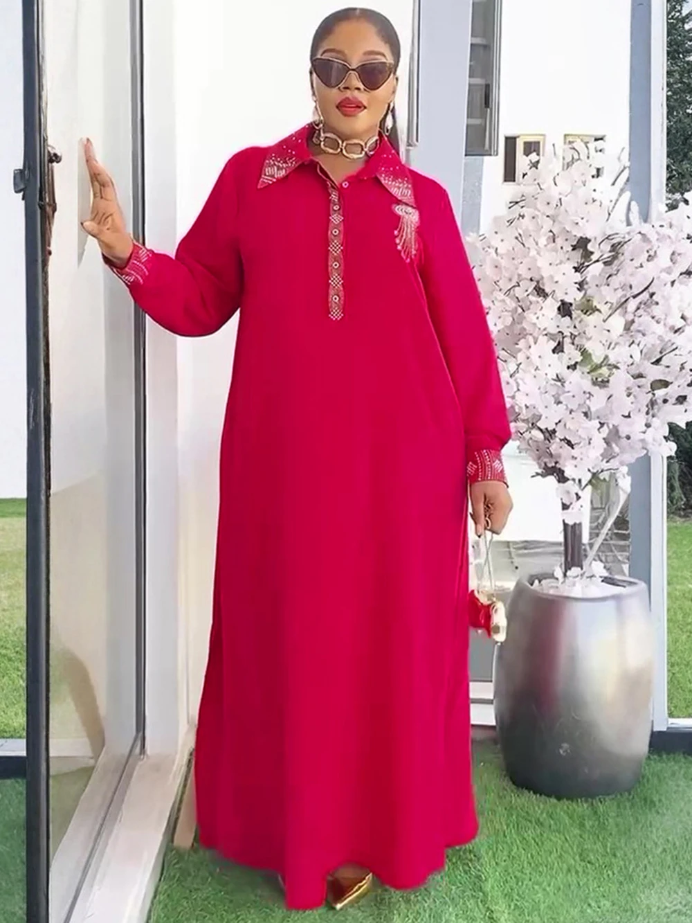 2025 Autumn Long Sleeve Chiffon Maxi Dress – African & Dubai Kaftan - Image 2