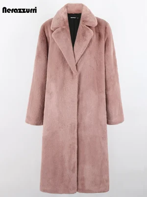 Women’s Plus-Size Colored Faux Rex Rabbit Fur Coat – Nerazzurri