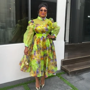 Elegant African Print Maxi Dress – Summer 2025 Plus Size Fashion