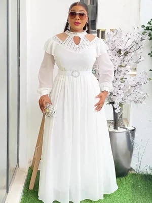 Luxury Chiffon Caftan Maxi Dress – Diamond Evening Gown 2025