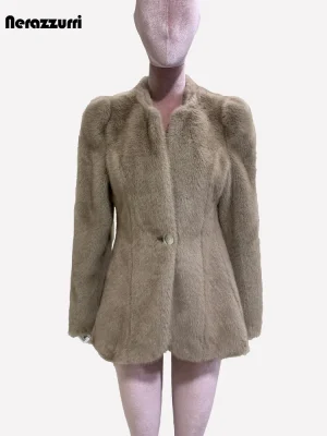 Women’s Chic Fitted Faux Fur Blazer – Nerazzurri