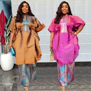 Plus Size 2PCS Kaftan Abaya & Skirt Set – Turkish & African Dashiki Outfit