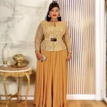 2025 Elegant Ankara Sequin Gown – Plus Size African Wedding Dress