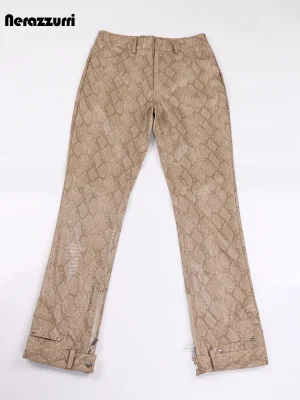 Nerazzurri High-Waist Colorful Snakeskin PU Leather Pencil Pants (Men) – Spring/Autumn