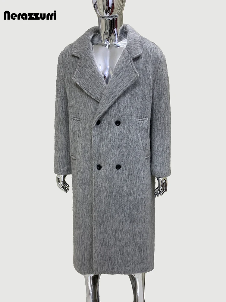 Nerazzurri Thickened Double‑Breasted Gray Woolen Overcoat (Men) - Image 3