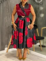 African Dashiki Print Maxi Dress – Elegant Party & Office Dress for Women