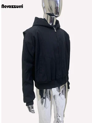 Men’s Black Padded Canvas Winter Jacket w/ Faux Fur Hood