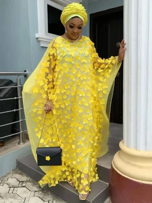 2025 Mesh Two-Piece African Abaya Set – Wedding & Party Gown