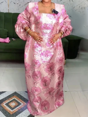 2025 Luxury Floral Embroidered Kaftan – African Dashiki & Dubai Abaya