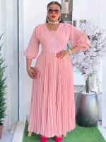 2025 Elegant African Pleated Chiffon Maxi Dress – Wedding & Party Gown
