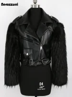 Nerazzurri White Faux Leather Biker Jacket – Fur-Lined & Warm