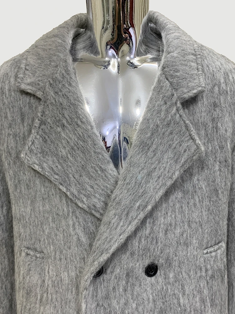 Nerazzurri Thickened Double‑Breasted Gray Woolen Overcoat (Men) - Image 5