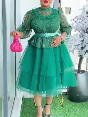 2025 Elegant Dashiki Maxi Dress – Office & Party Gown for Women