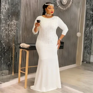 Elegant Ankara Maxi Dress – Plus Size African Evening Gown