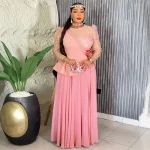 Plus Size African Lace & Ankara Wedding Gown – 2025 Elegant Maxi Dress