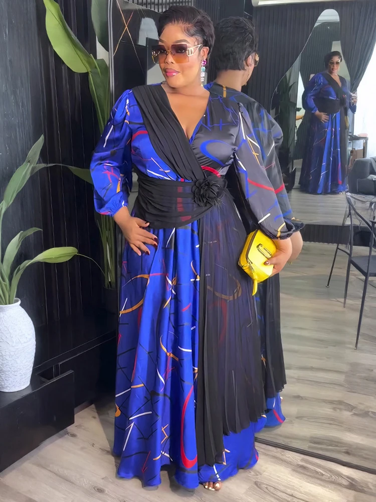 2025 African Dashiki Chiffon Maxi Dress – Elegant Long Sleeve Gown - Image 4