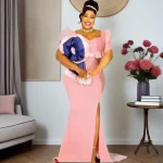 Plus Size Dashiki Floral Bodycon Slit Dress – Elegant African Evening Gown
