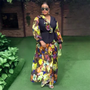 Plus Size Autumn Dashiki Ankara Maxi Dress – Elegant Wedding Gown