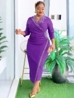 2025 African V-Neck Bodycon Maxi Dress – Elegant Prom & Office Gown