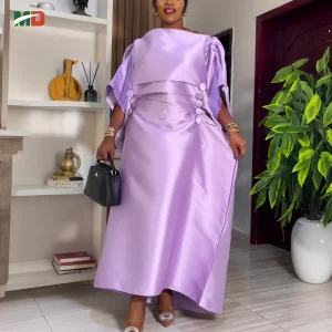 Plus-Size Draped Sleeve Asymmetric Gown