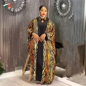 Printed Kaftan Neck-Tie Bubu Dress