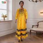 Plus-Size Ruffled Hem Embroidered Gown
