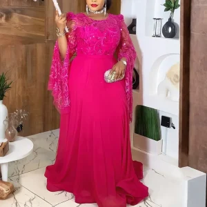 Plus-Size Embroidered Sequin Maxi Dress