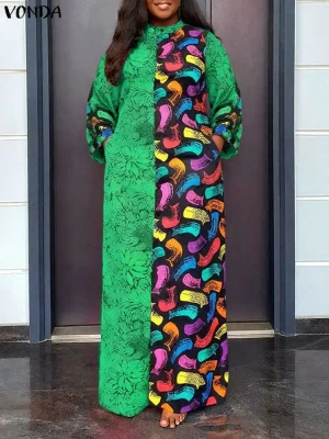 Bohemian Plus‑Size Printed Maxi Dress (5XL) — Vintage Party Robe