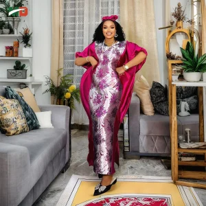 Plus-Size Embroidered Kaftan Gown